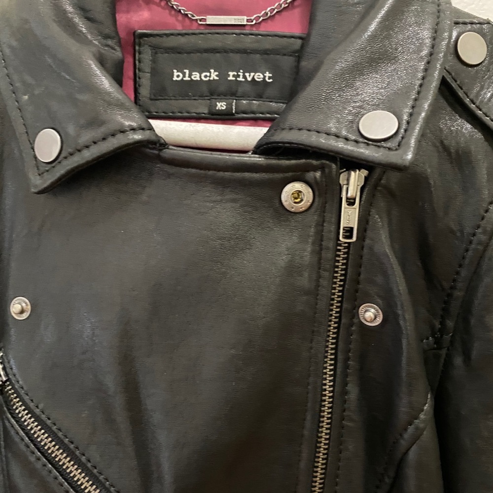 Black Rivet leather jacket XS - Picture 2 of 5